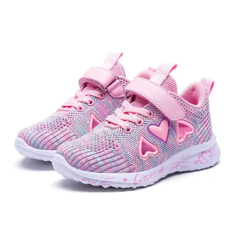 Kids Heart Mesh Trainers